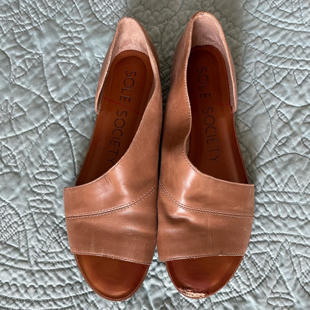 Sole Society Colvan Brown leather D’Orsay Flats Women’s 9.5